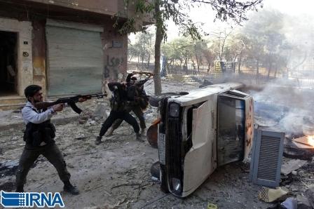 مخالفان دولت سوریه در بخش صلاح الدین در شهر حلب در شمال سوریه.