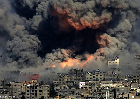 بمباران هوایی غزه توسط جنگنده های اسرائیل. 29 جولای