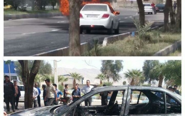 آتش زدن ماشین به نشانه اعتراض به عدم سرویس دهی ایران خودرو