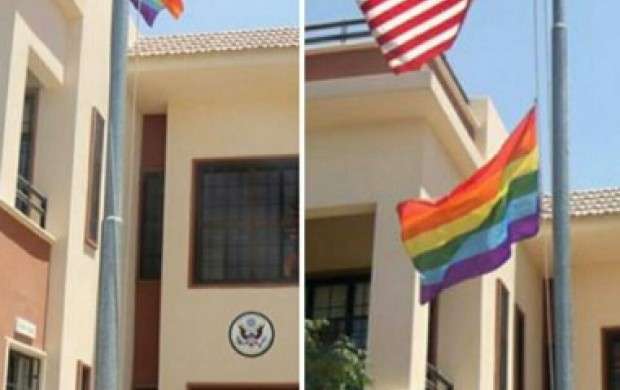 آمریکا در اربیل پرچم همجنس‌گرایی برافراشت
