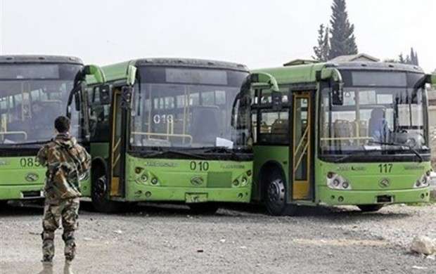 ۲۳ اتوبوس حامل تروریست‌ها از غوطه خارج شدند