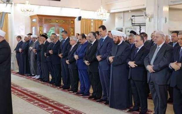 حضور بشار اسد در نماز عید قربان