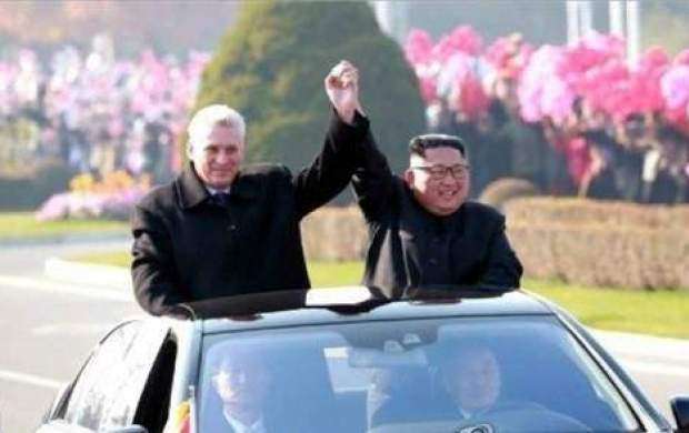 استقبال گرم رهبر کره شمالی از رئیس‌جمهور کوبا