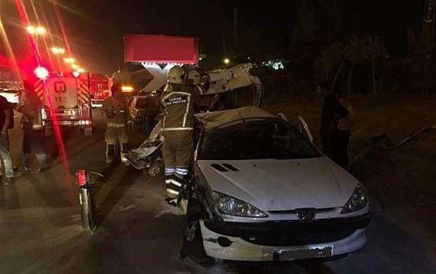 تصادف زنجیره‌ای در بزرگراه قزوین-تهران