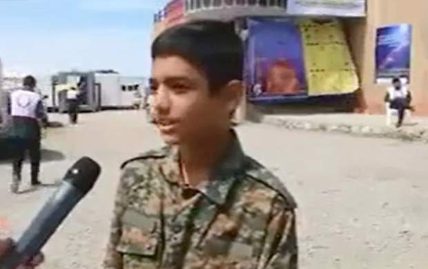 آرزوی جهادگر ۱۳ ساله در مناطق سیل زده