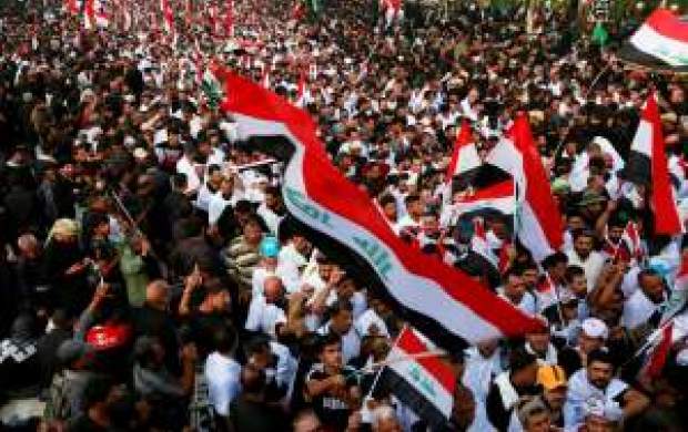 تظاهرات میلیونی عراقی‌ها در بغداد در محکومیت اشغالگری نظامی آمریکا/ مردم «کفن پوش» عراق: لازم باشد آمریکا را با زور بیرون می‌کنیم +تصاویر و فیلم