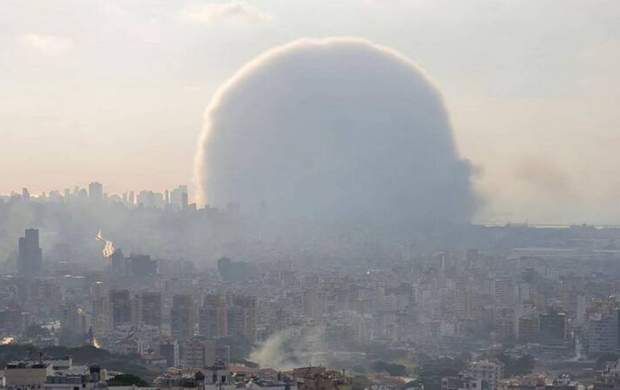 لحظه انفجار بیروت از دید دوربین مداربسته
