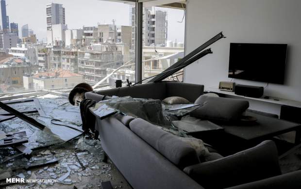 فیلم/ لحظه انفجار مهیب بیروت در یک هتل