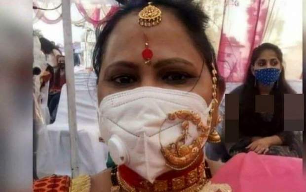 ماسک عجیب یک زن در مراسم عروسی! +عکس