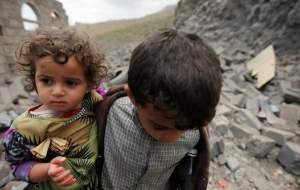 تحصن کودکان یمن مقابل دفتر سازمان ملل