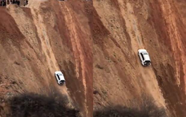 صعود با خودرو روی صخره عمودی! + فیلم
