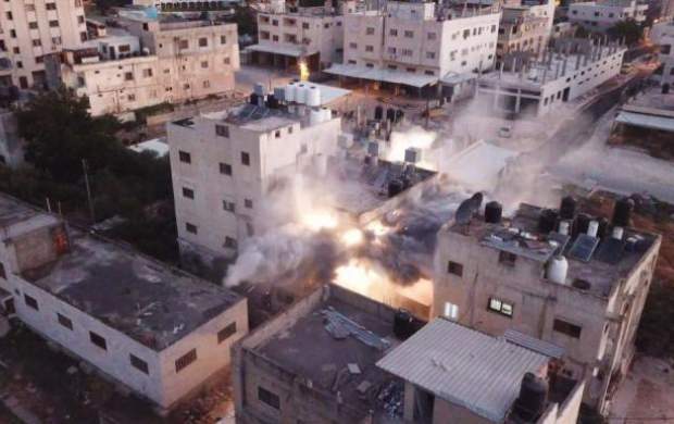 فیلم/ انفجار منزل شهید فلسطینی در نابلس