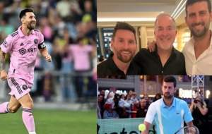 دیدار اعجوبه فوتبال با اسطوره تنیس در آمریکا