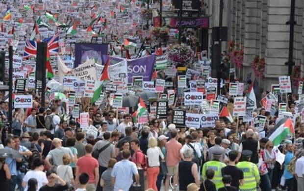 تظاهرات گسترده در لندن علیه رژیم صهیونیستی