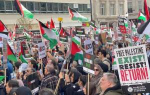سیل حامیان فلسطین در لندن! +فیلم  <img src="https://cdn.jahannews.com/images/video_icon.png" width="11" height="10" border="0" align="top">