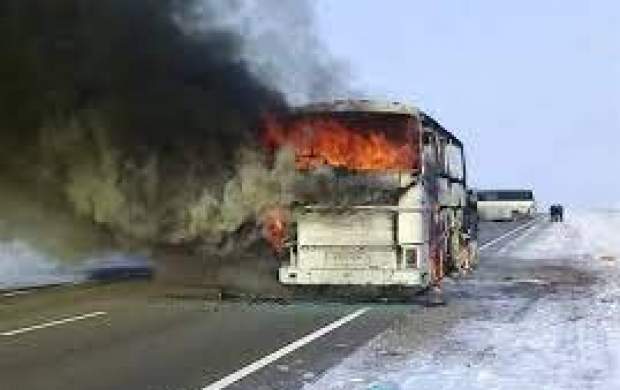 فیلم/ لحظه آتش گرفتن اتوبوس