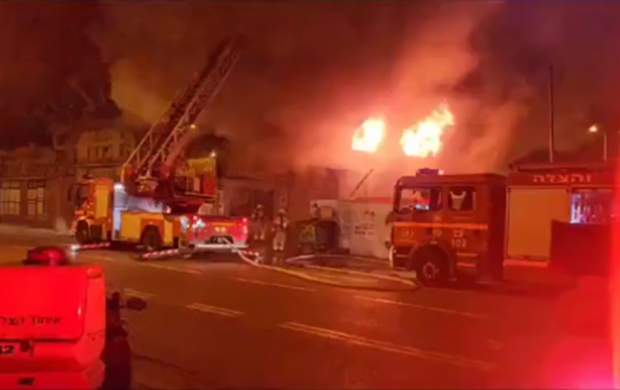 آتش سوزی وحشتناک یک کارخانه در تل آویو