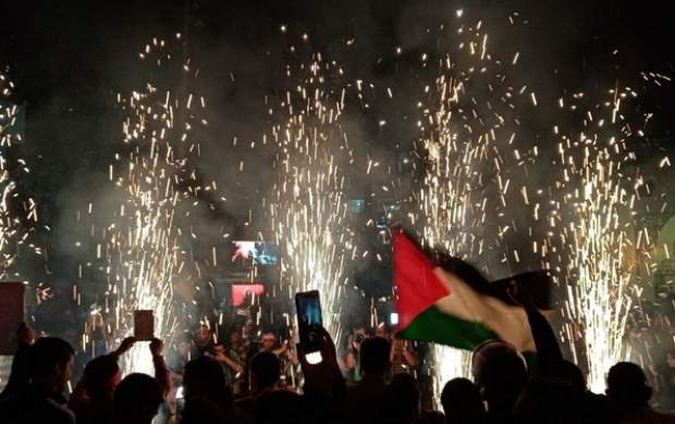 جشن فلسطینی‌ها پس از حمله موشکی ایران
