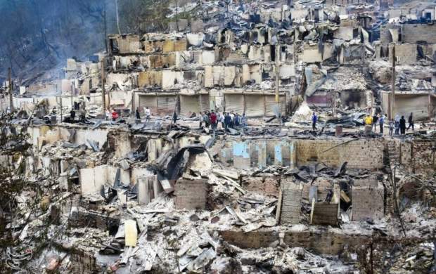 خسارات آتش سوزی در روستای امام‌زاده ابراهیم - گیلان  