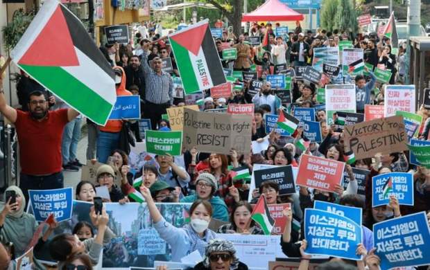 تظاهرات حامیان ملت فلسطین در شهر سئول