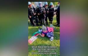 پیرزن هم از سرکوب پلیس آمریکا امنیت ندارد  