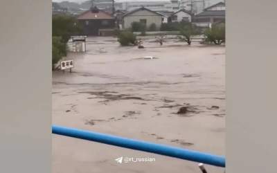 فیلم/ جاری شدن سیل ویرانگر در ژاپن  