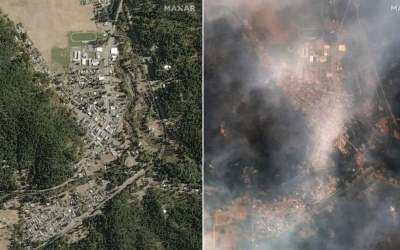 مناطق قبل و بعد از آتش‌سوزی در آمریکا  