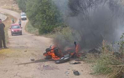 حمله هوایی به یک موتور سیکلت در لبنان +عکس