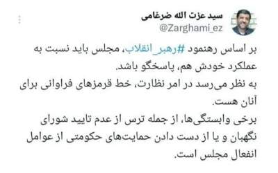 ضرغامی: مجلس در نظارت منفعل است