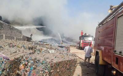 آتش‌سوزی در انبار ضایعات نزدیک بندر شهید رجایی