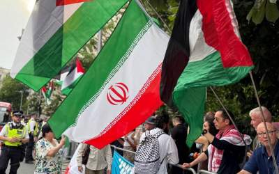 فریاد اعتراض مقابل سفارت اسرائیل در لندن