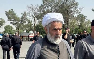 سردار فدوی و طائب در تشییع شهید حاجی‌زاده