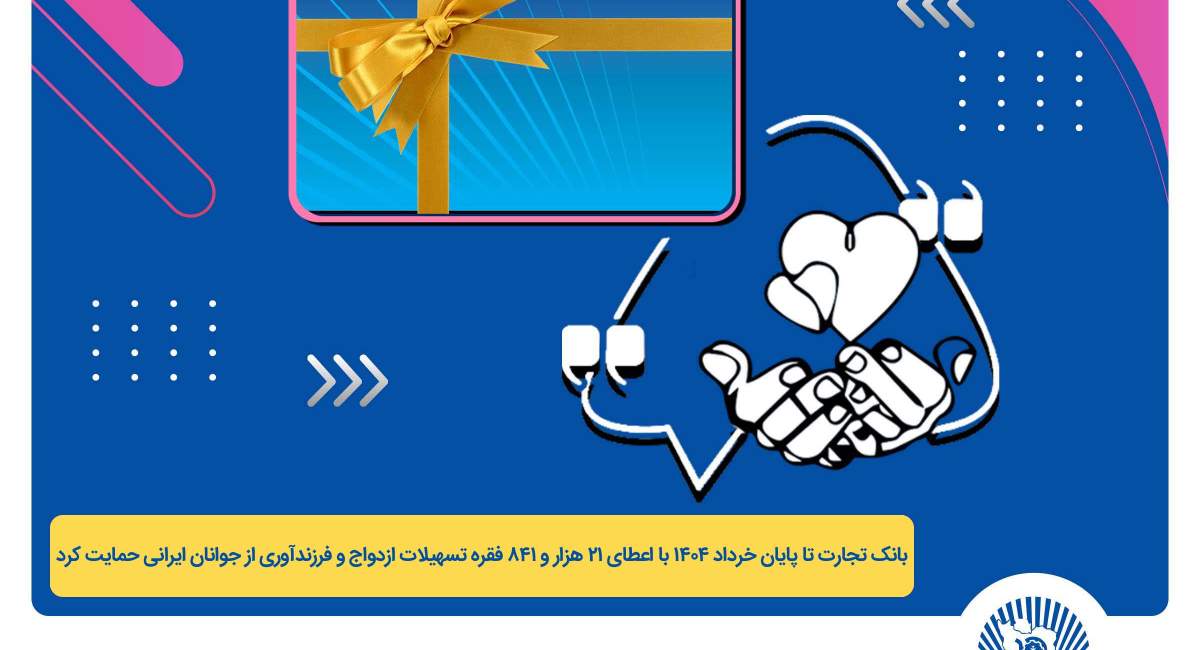 پرداخت بیش از 44 هزار میلیارد ریال تسهیلات ازدواج و فرزندآوری توسط بانک تجارت تا پایان خردادماه