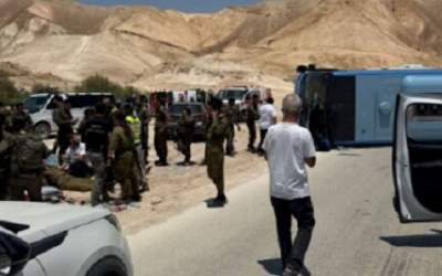 واژگونی اتوبوس حامل نظامیان اسرائیلی