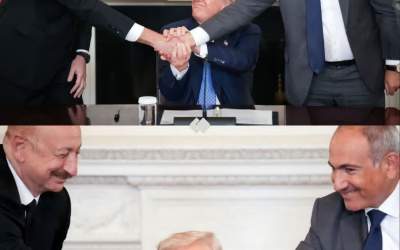 قیافه ترامپ در لحظه صلح ارمنستان و آذربایجان