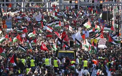 تظاهرات گسترده بلژیکی‌ها در حمایت از غزه