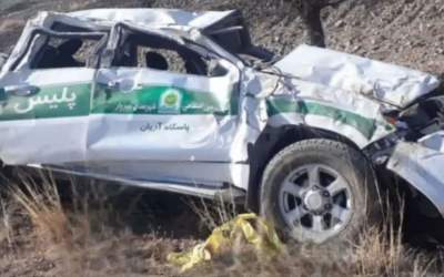 فوت ۲ مامور فراجا در پی واژگونی خودروی پلیس