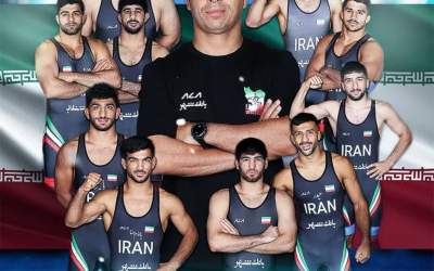 پوستر اتحادیه جهانی کشتی به بهانه قهرمانی ایران