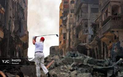 عکس/ گلف بازی ترامپ روی خرابه‌های غزه