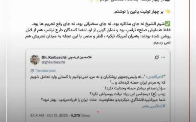 واکنش اکبر گنجی به توییت کرباسچی